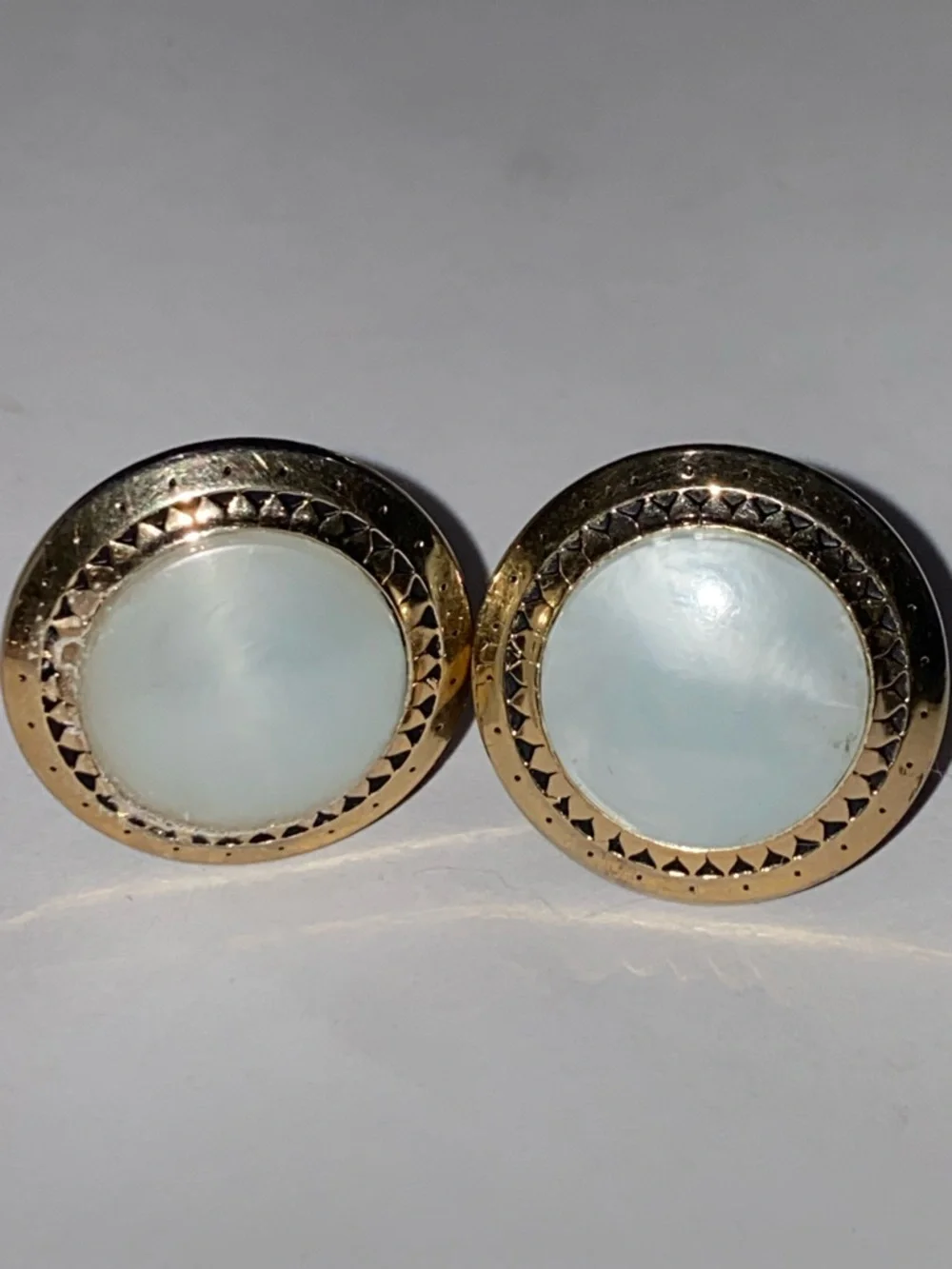 Vintage Swank Gold Tone With Dusty Blue Stone Men's Cuff Links